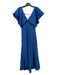 Sachin + Babi Size XS Blue Polyester V Neck Ruffle Cap Sleeve Open Back Dress Blue / XS