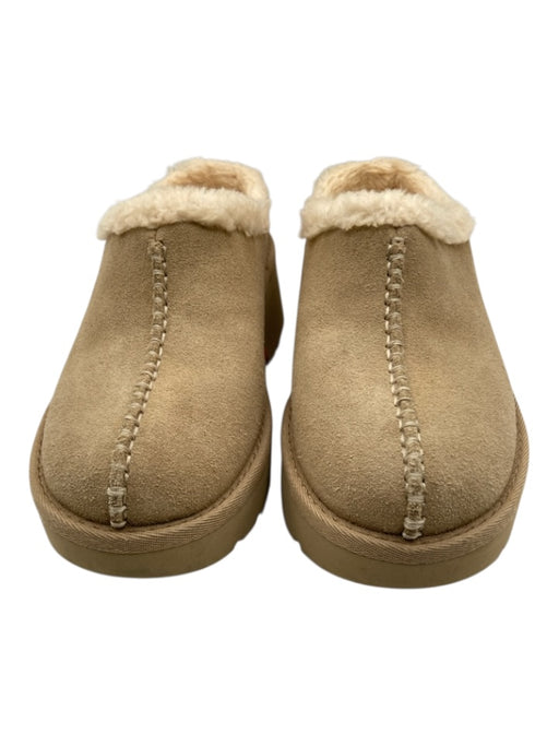 Ugg Shoe Size 6 Beige Suede Shearling Stitch Detail Clog Shoes Beige / 6