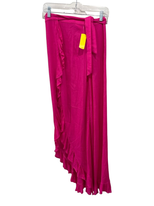 Lovers + Friends Size XS Pink Rayon Ruffle Detail Wrap Skirt Pink / XS
