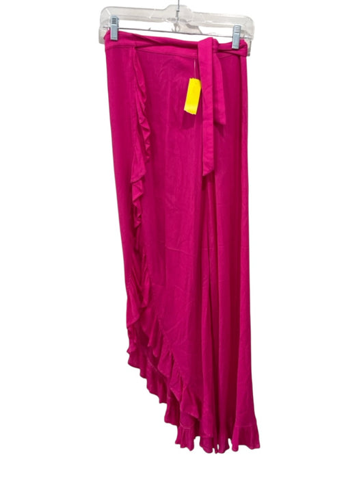 Lovers + Friends Size XS Pink Rayon Ruffle Detail Wrap Skirt Pink / XS