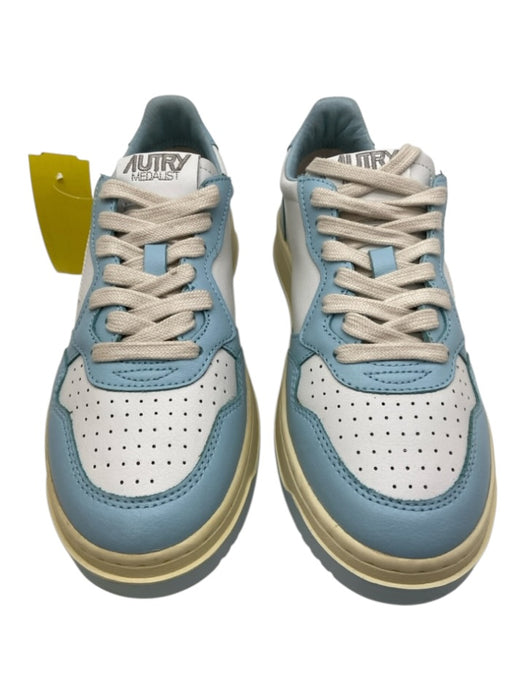 Autry Shoe Size 38 Blue, White, Cream Leather Low Top Lace Up Sneakers Blue, White, Cream / 38