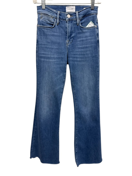 Frame Size 25 Medium Wash Cotton Denim High Rise Zip Fly Flare Jeans Medium Wash / 25