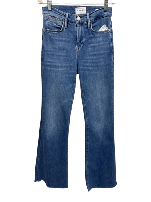 Frame Size 25 Medium Wash Cotton Denim High Rise Zip Fly Flare Jeans Medium Wash / 25