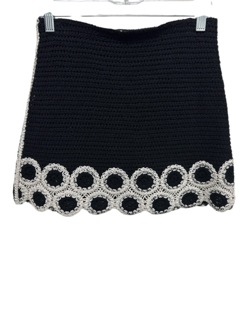 MNG Size XS Black & White Cotton Knit Elastic Waist Skirt Black & White / XS