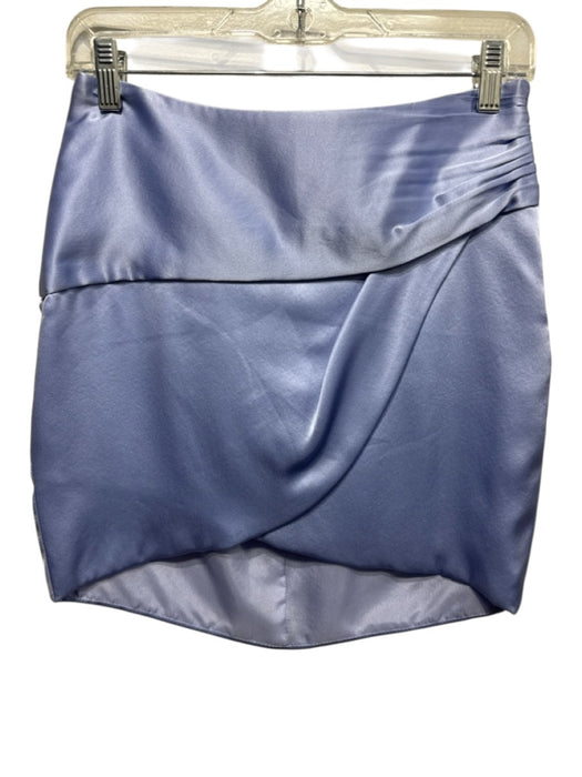 Michelle Mason Size 0 Blue Silk Side Zip Mini Wrap Skirt Blue / 0