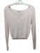 Almina Size S Pink Cotton & Viscose Ribbed Knit Button Up Deep V Long Sleeve Top Pink / S