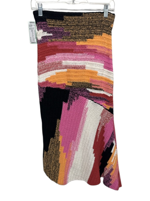A.L.C. Size XS Pink, Orange, multi Cotton Color Block Knit Elastic Waist Skirt Pink, Orange, multi / XS