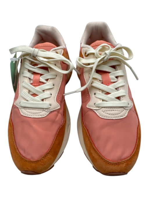 Hoff Shoe Size 6 Orange, Pink, Beige Synthetic & Suede Low Top Lace Up Sneakers Orange, Pink, Beige / 6