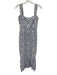 Sachin & Babi Size 0 White & Blue Cotton Floral Lattice Eyelet Sleeveless Dress White & Blue / 0