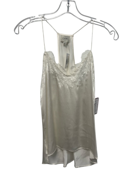 Cami NYC Size XXS White Silk Lace Detail Spaghetti Strap Camisole Slip Top White / XXS