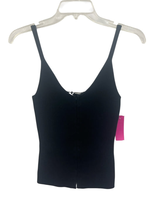 Reformation Size XS Black Cotton Ribbed Knit Sleeveless Hook & Eye Front Top Black / XS
