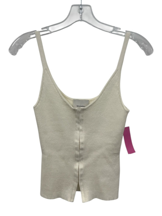 Reformation Size XS Cream White Cotton Ribbed Knit Sleeveless Tank Top Cream White / XS