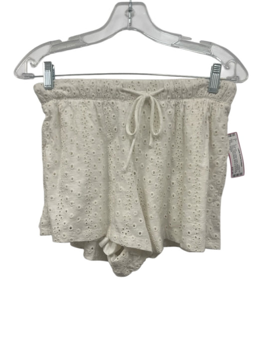 Z Supply Size XS Cream White Cotton Spaghetti Strap Floral Eyelet Short Set Cream White / XS