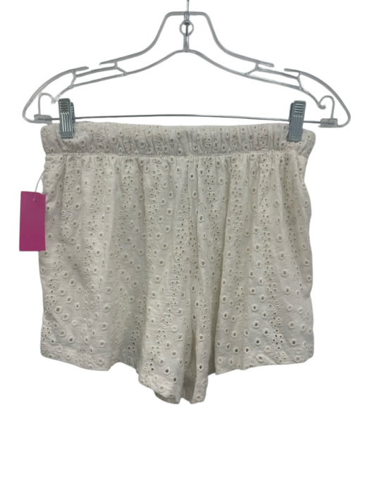 Z Supply Size XS Cream White Cotton Spaghetti Strap Floral Eyelet Short Set Cream White / XS