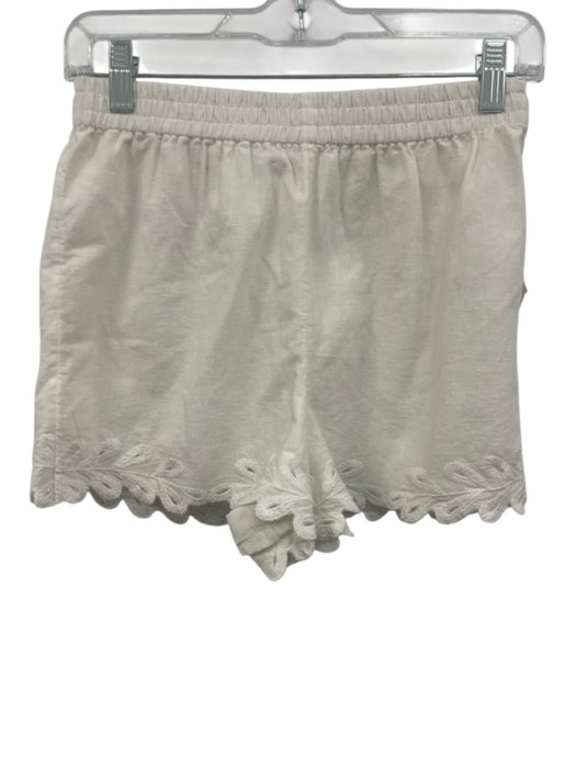 Z Supply Size XS/S Cream White Cotton & Linen Sleeveless Embroidered Short Set Cream White / XS/S