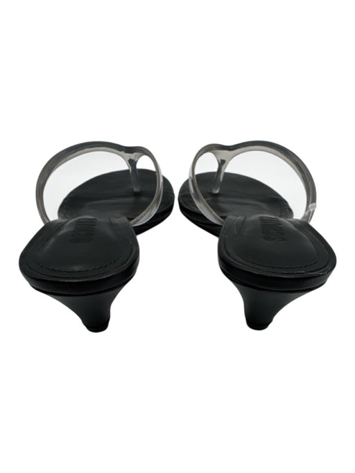 Schutz Shoe Size 6.5 Black & Clear Synthetic Upper Thong Kitten Wedge Sandals Black & Clear / 6.5