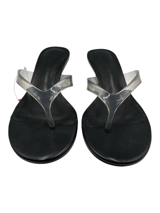 Schutz Shoe Size 6.5 Black & Clear Synthetic Upper Thong Kitten Wedge Sandals Black & Clear / 6.5