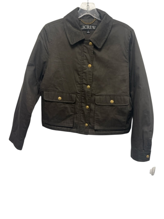 J Crew Size XS Dark Gray Cotton Zip Up Corduroy collar Quilted Detail Jacket Dark Gray / XS