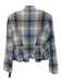 Zara Size XS Blue & White Cotton Blend Hook & Eye closure Plaid Tweed Jacket Blue & White / XS