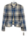 Zara Size XS Blue & White Cotton Blend Hook & Eye closure Plaid Tweed Jacket Blue & White / XS