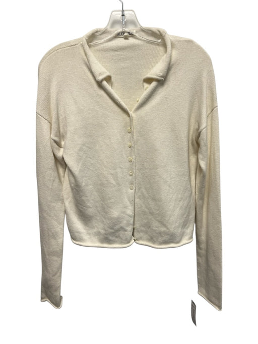 Alex Mill Size XS White Cotton & Cashmere Knit Rolled Hem Button Up Cardigan White / XS