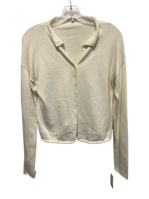 Alex Mill Size XS White Cotton & Cashmere Knit Rolled Hem Button Up Cardigan White / XS