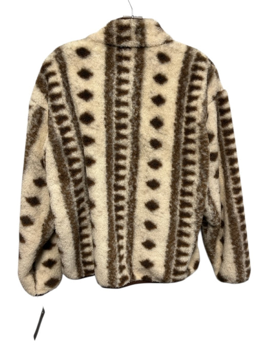 XiRENA Size XS Brown, White, Blue Polyester Fuzzy Southwestern Half Snap Jacket Brown, White, Blue / XS