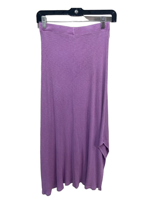 Sundry Size 0 Purple Cotton Blend Elastic Waist Ribbed Side Slits Skirt Purple / 0