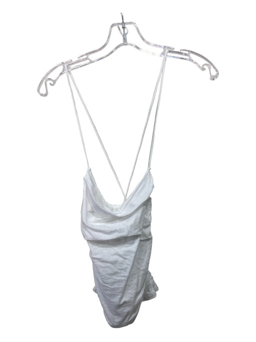 Velvet Size S White Cotton Blend Spaghetti Strap Tie Back Gathered Sides Top White / S