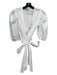 Ganni Size 34 White Cotton Wrap 1/2 Puff Sleeve Gathered Shoulder Top White / 34