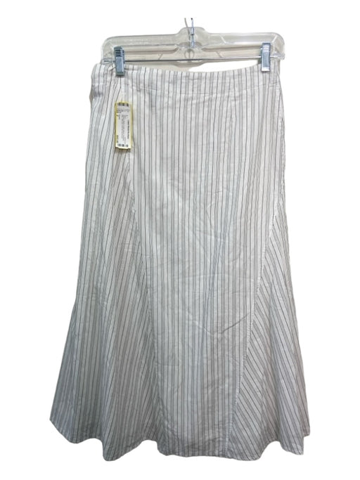Theory Size 2 White & Black Cotton Blend Pinstripe Midi Side Zip Skirt White & Black / 2