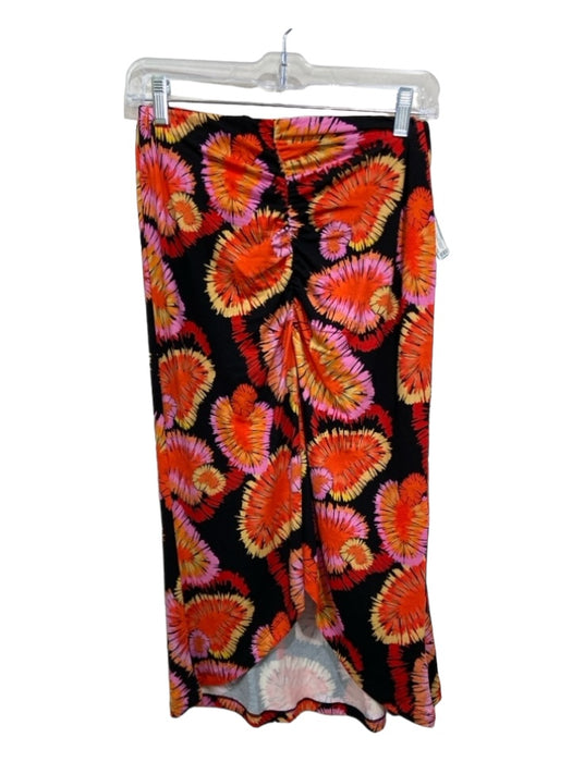 Farm Rio Size XS Black Orange Pink Viscose Blend Printed Elastic Waist Skirt Black Orange Pink / XS