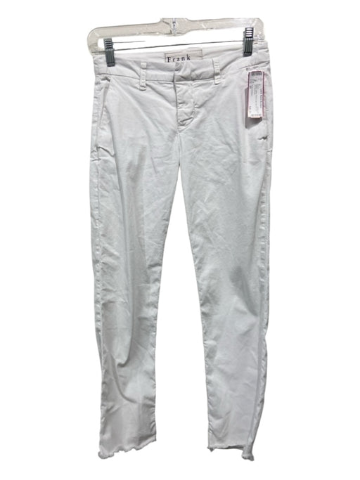 Frank & Eileen Size 00 White Cotton Hook & Zip Slim Fit Cut Off Pants White / 00