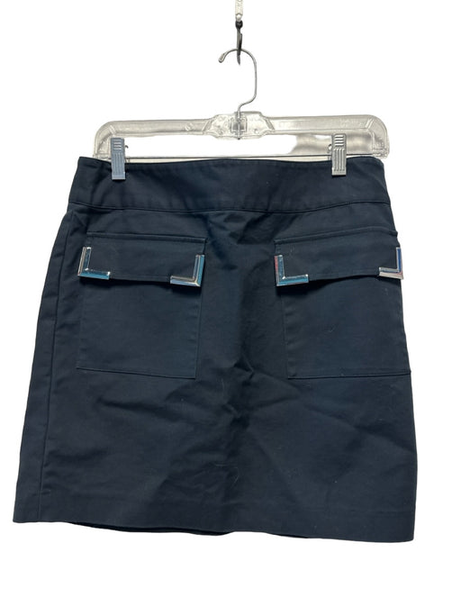 Michael Michael Kors Size 4 Navy & Silver Cotton Blend Front Pockets SHW Skirt Navy & Silver / 4