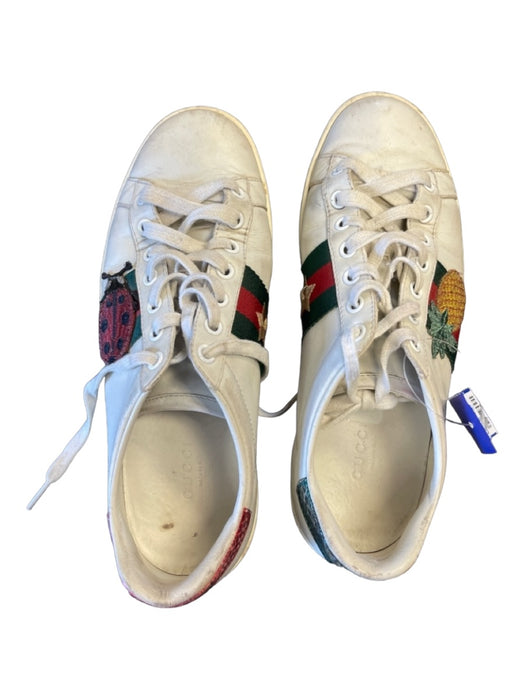 Gucci Shoe Size 36.5 White & Green Leather Web Stripe Pineapple Sneakers White & Green / 36.5