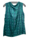 Tory Burch Size 10 Navy blue & green Silk Sleeveless Tie V Neck Half Button Top Navy blue & green / 10