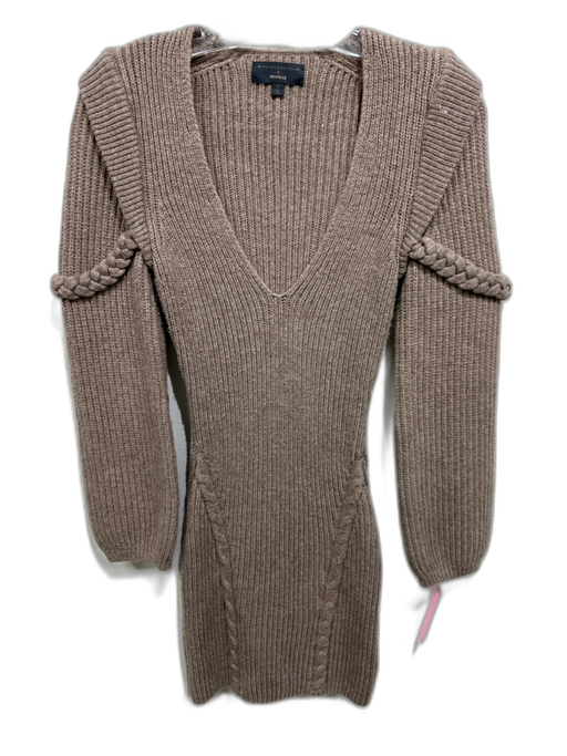 Michael Costello x Revolve Size XS Brown Wool Blend Sweater Mini Bodycon Dress Brown / XS