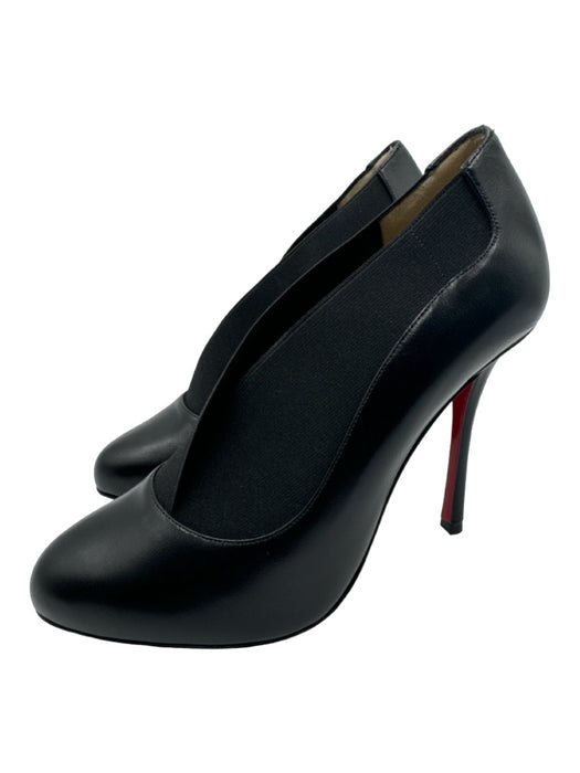 Christian Louboutin Shoe Size 37 Black Leather round toe Slip On 4 Inch Pumps Black / 37