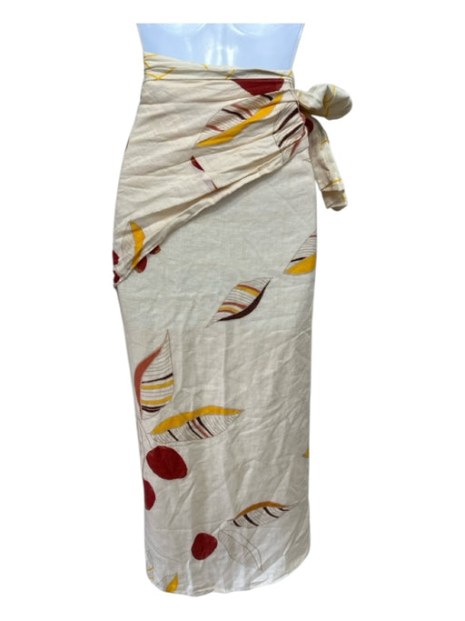 Juan D Dios Size One Size Cream, Yellow & Multi Linen Floral Wrap Midi Skirt Cream, Yellow & Multi / One Size