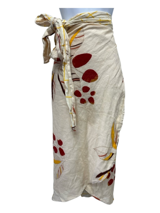 Juan D Dios Size One Size Cream, Yellow & Multi Linen Floral Wrap Midi Skirt Cream, Yellow & Multi / One Size