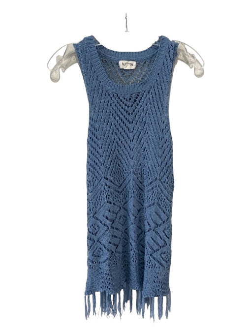 Allison Size M Blue Polyester Fringe Knit Top Blue / M