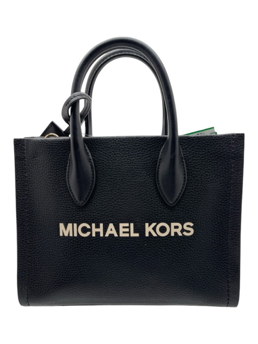 Michael Kors Black Leather Two Strap GHW Boxy Zip Close Bag Black / Small