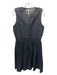 Club Monaco Size 6 Black Polyester Sleeveless Pleated Back Zip Sheer Dress Black / 6