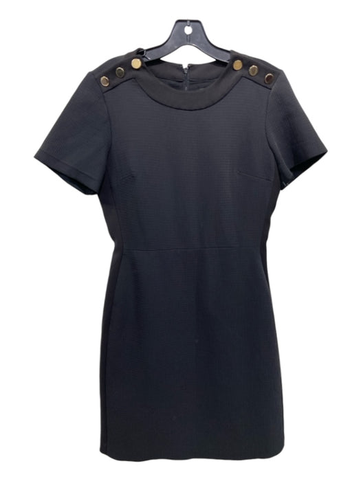 Club Monaco Size 6 Black Polyester Short Sleeve Scoop Neck GHW Dress Black / 6