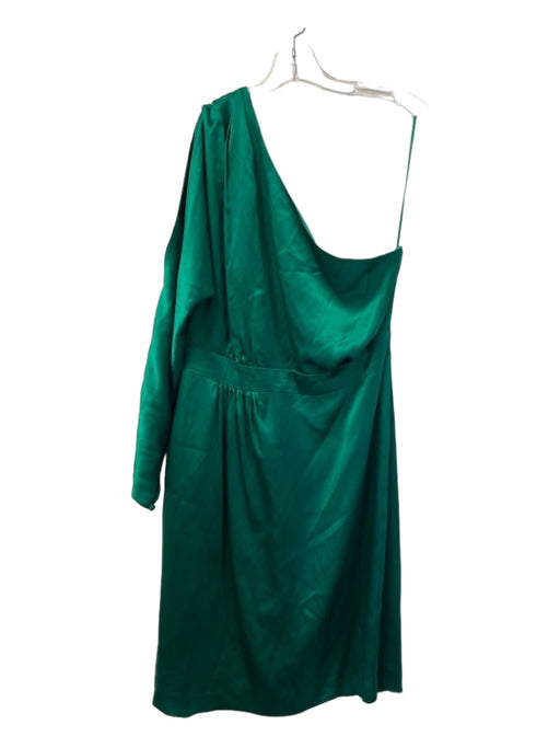 Trina Turk Size 10 Green & Red Silk One Shoulder Belt Inc Side Zip Dress Green & Red / 10