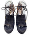 Aquazzura Shoe Size 38.5 Black & Brown Leather Peep Toe Block Heel Sandals Black & Brown / 38.5