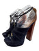 Aquazzura Shoe Size 38.5 Black & Brown Leather Peep Toe Block Heel Sandals Black & Brown / 38.5