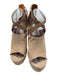 Aquazzura Shoe Size 38.5 Beige Leather Peep Toe Block Heel Platform Sandals Beige / 38.5