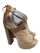 Aquazzura Shoe Size 38.5 Beige Leather Peep Toe Block Heel Platform Sandals Beige / 38.5
