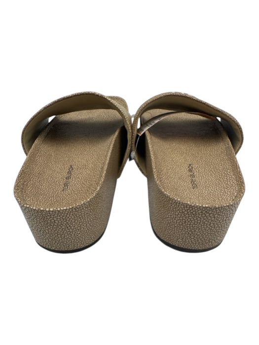 Tory Burch Shoe Size 8 Beige & Gold Leather open toe Platform Textured Sandals Beige & Gold / 8